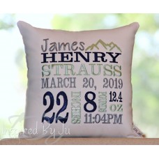 Mountains - Birth Announcement Pillow